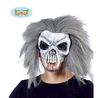 Masky - Škrabošky - maska Halloween - Lebka s vlasy