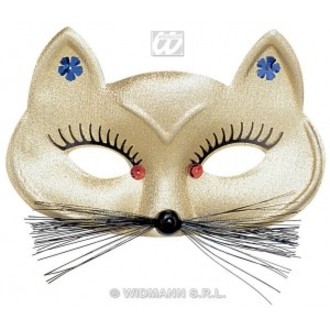 Masky - Škrabošky - škraboška Kočka -zlatá