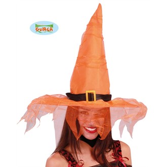 Klobouky - čepice - čelenky - Čarodějnice klobouk oranžový
