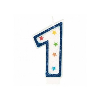 Zábavné předměty - Svíčka bílá/modrá