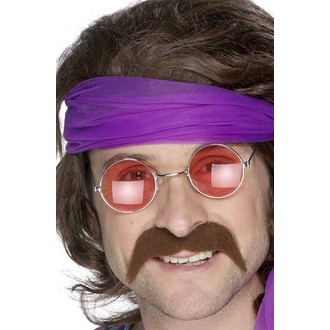 Doplňky na karneval - Knír 70. léta hnědý