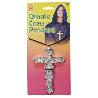 Doplňky na karneval - Kříž stříbrný 15 cm