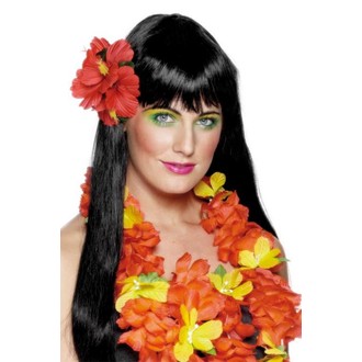 Doplňky na karneval - Havajské kvítko do vlasů červené