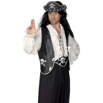 Doplňky na karneval - Pirátská sada vesta, čepice a opasek