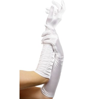 Doplňky na karneval - Rukavice nařasené bílé