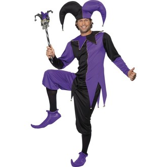 Kostýmy pro dospělé - Pánský kostým Dvorní šašek fialová/černá