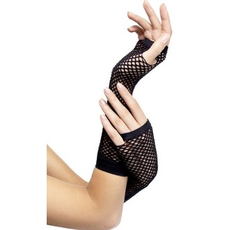 Doplňky na karneval - Síťované rukavice černé bez prstů