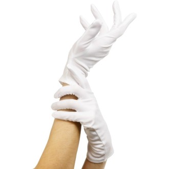 Doplňky na karneval - Látkové rukavice bílé krátké