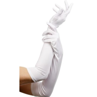 Doplňky na karneval - Látkové rukavice bílé 52 cm