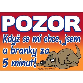 Zábavné předměty - Certifikát Pozor Když se mi chce, jsem u branky
