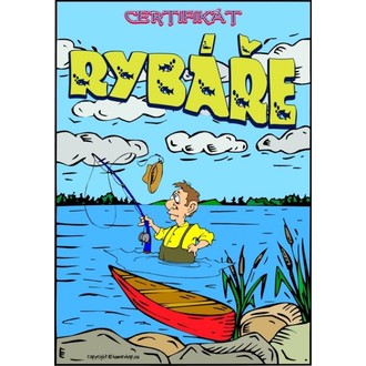 Zábavné předměty - Certifikát rybáře (klobouk na háčku)