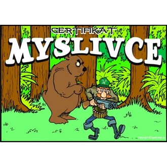 Zábavné předměty - Certifikát myslivce (medvěd)