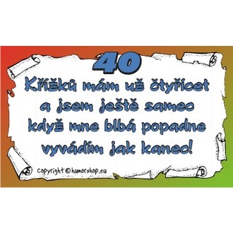 Zábavné předměty - Průkaz 40 pro muže