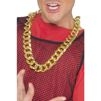 Doplňky na karneval - Zlatý řetěz na krk široký