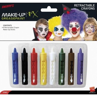 Doplňky na karneval - Zatahovací pastelky na obličej 8 barev