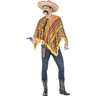 Kostýmy pro dospělé - mexický kostým - Poncho s knírem