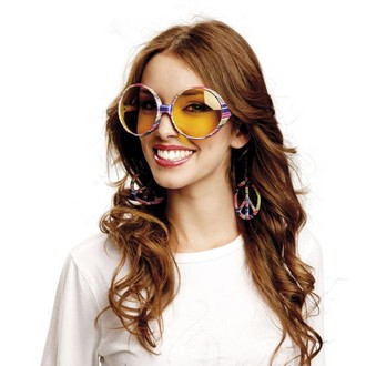 Doplňky na karneval - Brýle Hippie pruhované