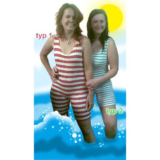 Kostýmy pro dospělé - Retro plavky dámské široké pruhy (typ 1)