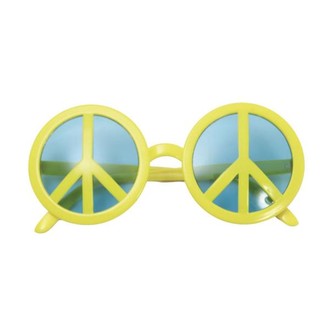 Doplňky na karneval - Brýle Hippies  Peace symbol žluté