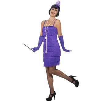 Kostýmy pro dospělé - Kostým Flapper krátké šaty charleston fialové