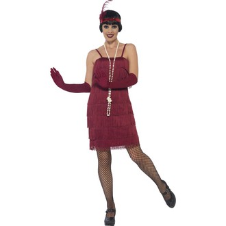 Kostýmy pro dospělé - Kostým Flapper krátké, vínové - charleston