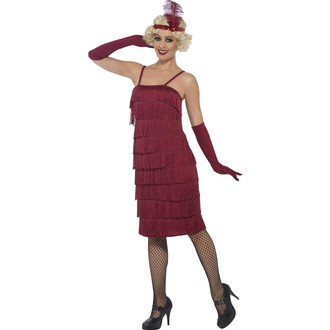 Kostýmy pro dospělé - Kostým Flapper dlouhé, vínové - charleston