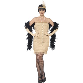 Kostýmy pro dospělé - Kostým Flapper krátké, zlaté - charlaston šaty