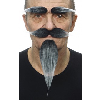 Doplňky na karneval - Knír, bradka a obočí černošedé