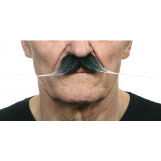 Doplňky na karneval - Knír do špičky úzký černošedý