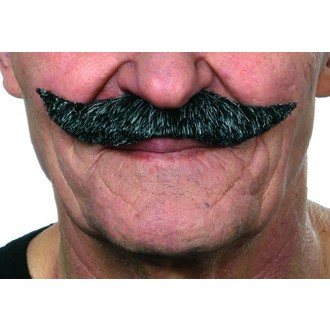 Doplňky na karneval - Knír zahnutý černošedý