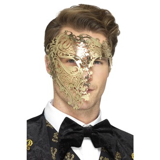 Masky - Škrabošky - Škraboška Fantom zlatá kovová