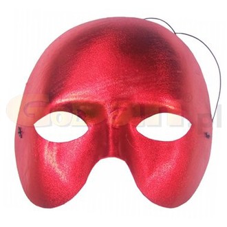 Výprodej karneval - sleva - červená metalická škraboška phantom
