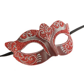 Masky - Škrabošky - Škraboška glitter červená
