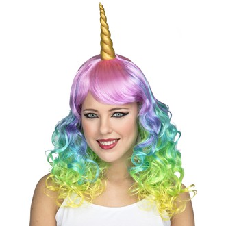Paruky - Barevná paruka Jednorožec kudrnatá
