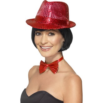 Klobouky - čepice - čelenky - Flitrový klobouk červený I