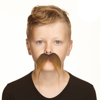 Doplňky na karneval - Dětský knír dlouhý, hnědý