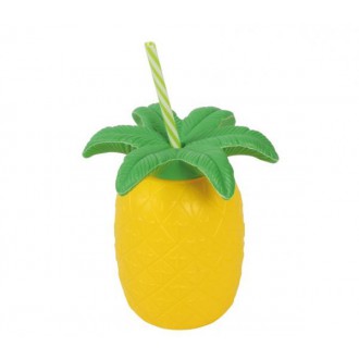 Doplňky na karneval - Ananasový pohár s brčkem