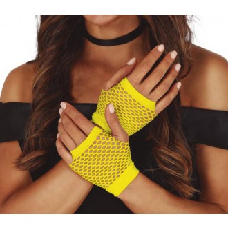 Doplňky na karneval - Síťované rukavice žluté
