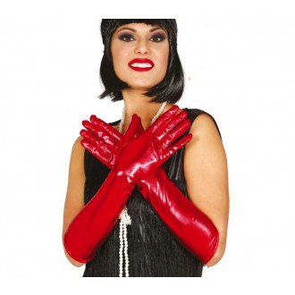 Doplňky na karneval - Dlouhé rukavice červené