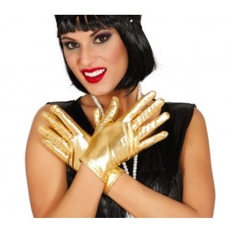 Doplňky na karneval - Krátké rukavice zlaté