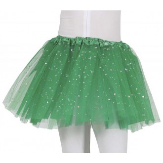 Kostýmy pro děti - Dětská sukně s hvězdičkami tmavě zelená