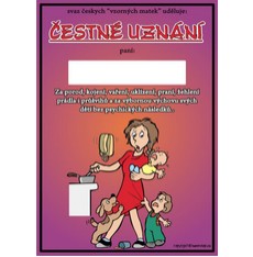 Čestné uznání Svaz vzorných matek