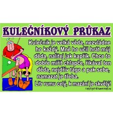 Průkaz Kulečníkový průkaz